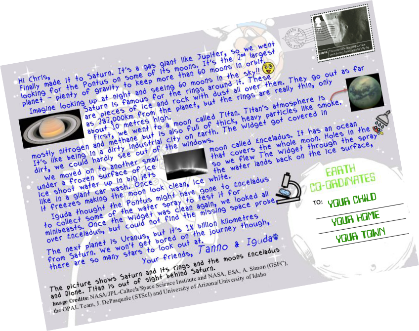 This is the PostcardsFromSpace story from Saturn, with the secret webpage code hidden.