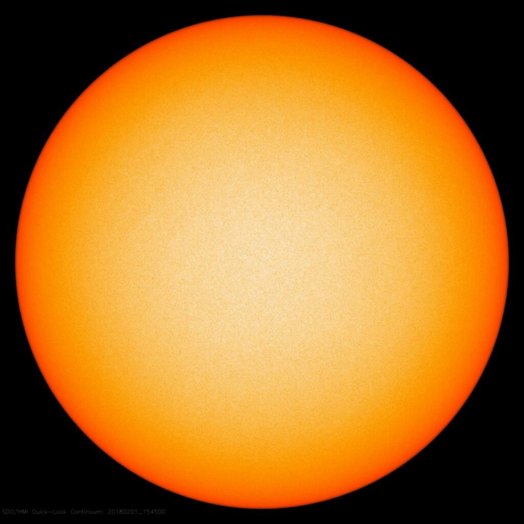 An image of the Sun in 2018 when it had no sunspots.